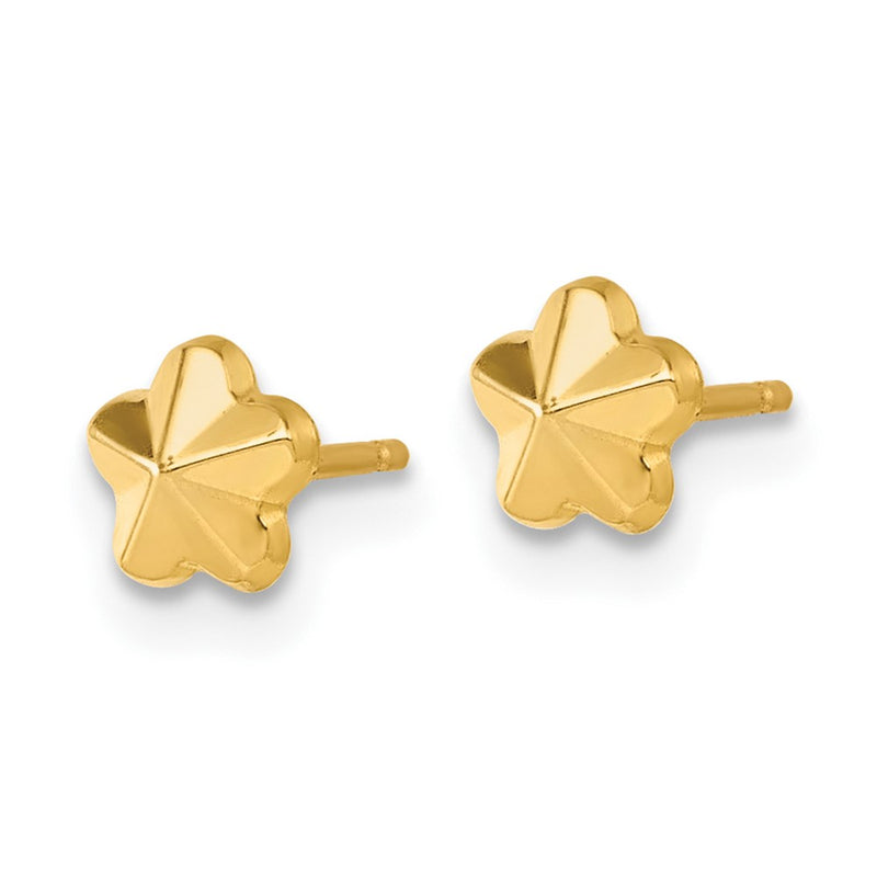 14K Yellow Gold Polished Flower Post Earrings