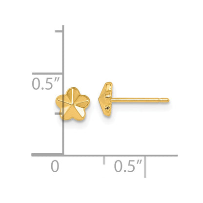14K Yellow Gold Polished Flower Post Earrings