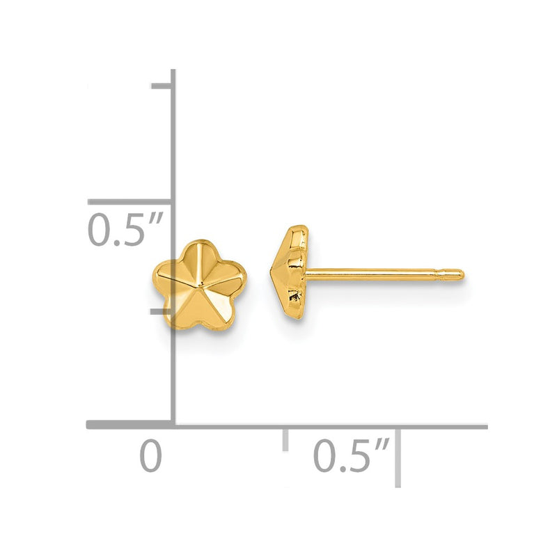14K Yellow Gold Polished Flower Post Earrings