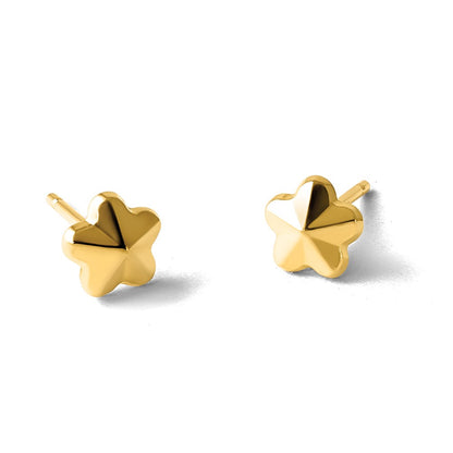 14K Yellow Gold Polished Flower Post Earrings