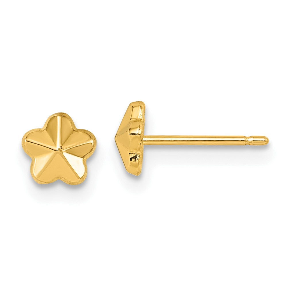 14K Yellow Gold Polished Flower Post Earrings