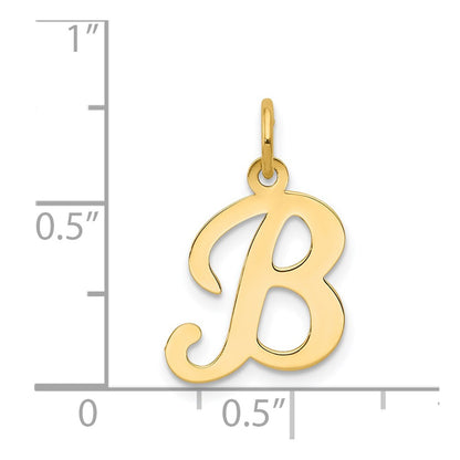 14k Yellow Gold 14KY Script Letter B Initial Charm