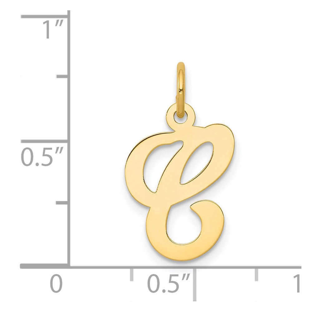 14k Yellow Gold 14KY Script Letter C Initial Charm