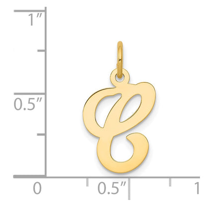 14k Yellow Gold 14KY Script Letter C Initial Charm