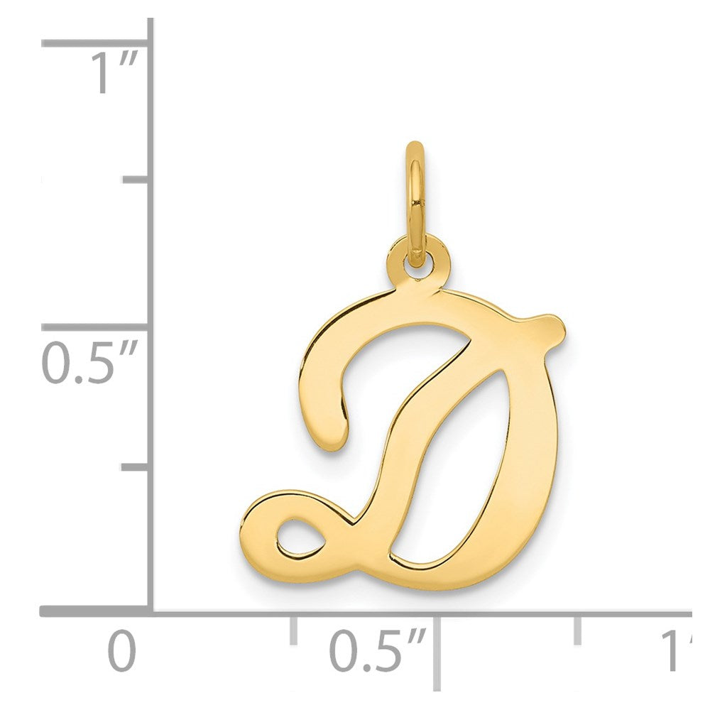 14k Yellow Gold 14KY Script Letter D Initial Charm