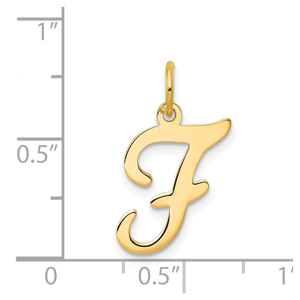 14k Yellow Gold 14KY Script Letter F Initial Charm