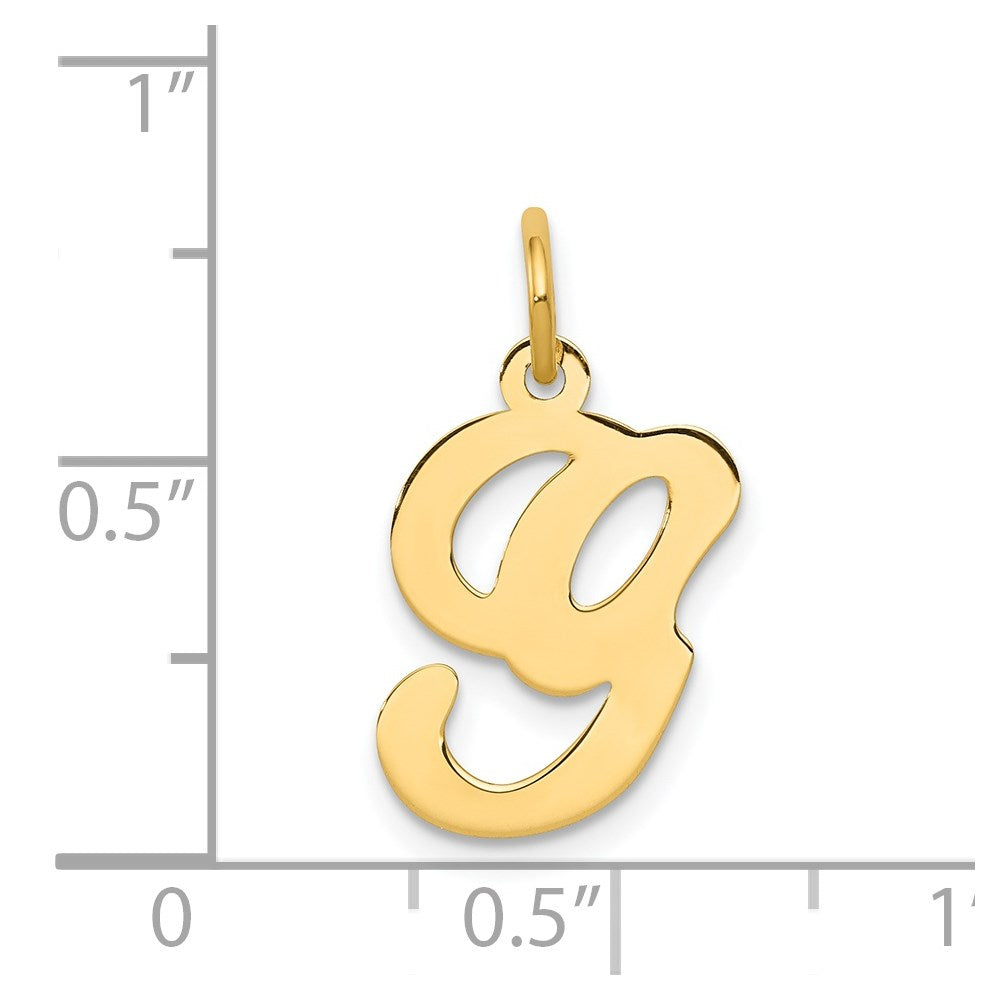 14k Yellow Gold 14KY Script Letter G Initial Charm