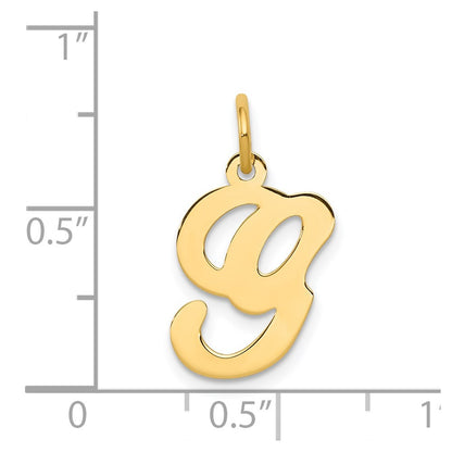 14k Yellow Gold 14KY Script Letter G Initial Charm