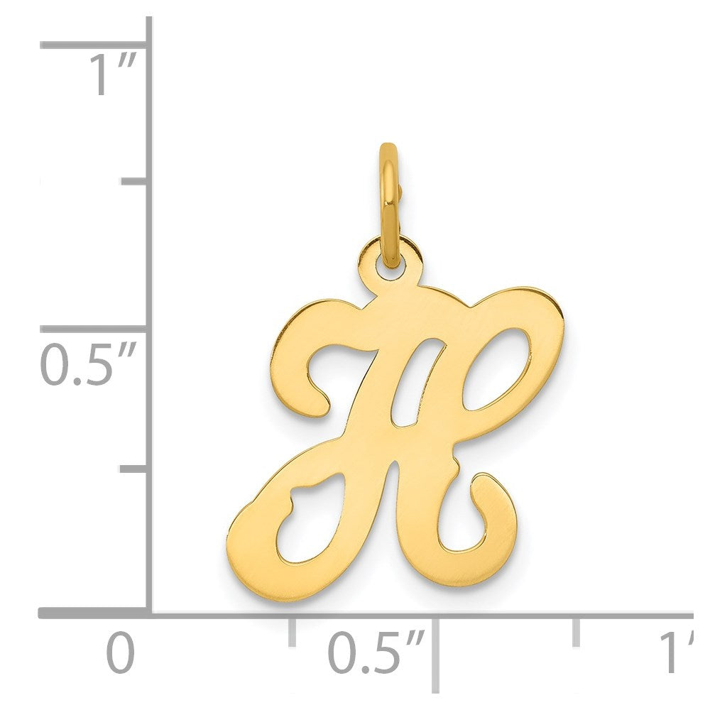 14k Yellow Gold 14KY Script Letter H Initial Charm