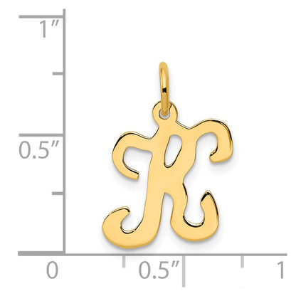 14k Yellow Gold 14KY Script Letter K Initial Charm