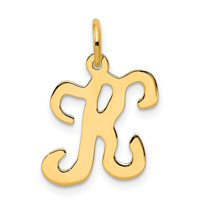 14k Yellow Gold 14KY Script Letter K Initial Charm