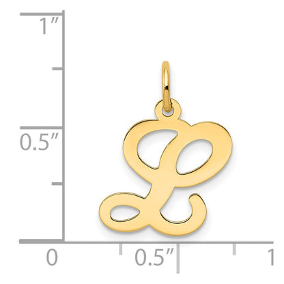 14k Yellow Gold 14KY Script Letter L Initial Charm