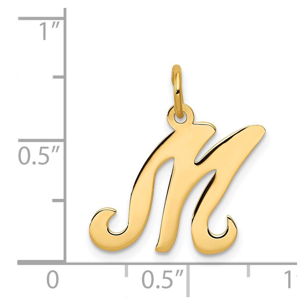 14k Yellow Gold 14KY Script Letter M Initial Charm