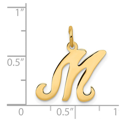14k Yellow Gold 14KY Script Letter M Initial Charm