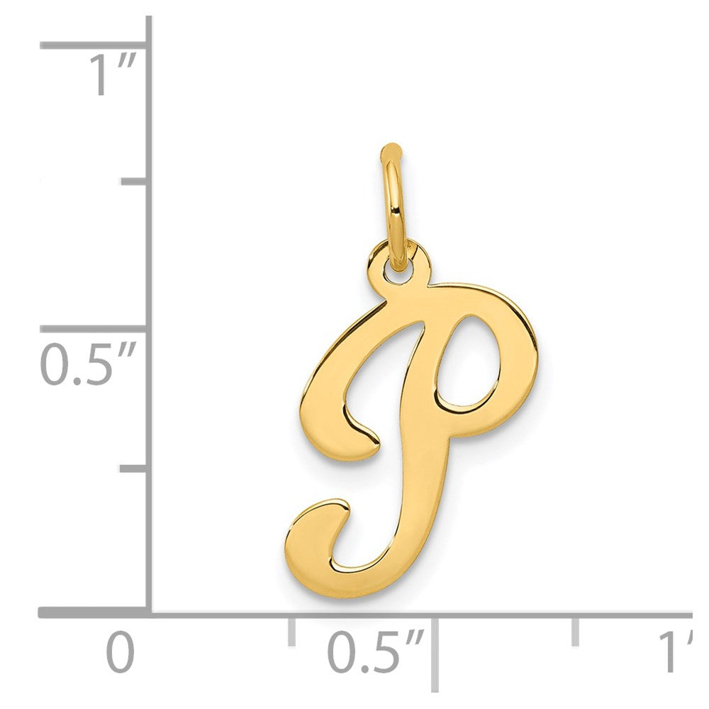14k Yellow Gold 14KY Script Letter P Initial Charm