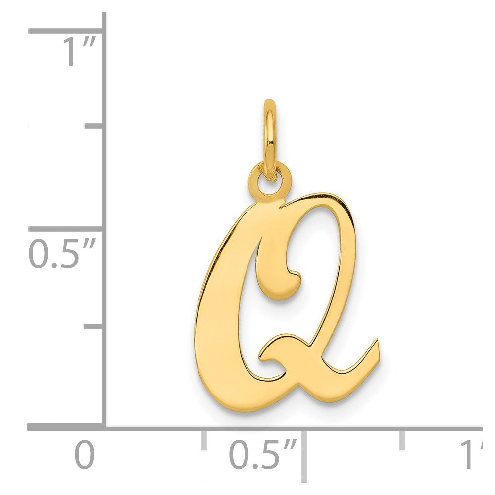 14k Yellow Gold 14KY Script Letter Q Initial Charm