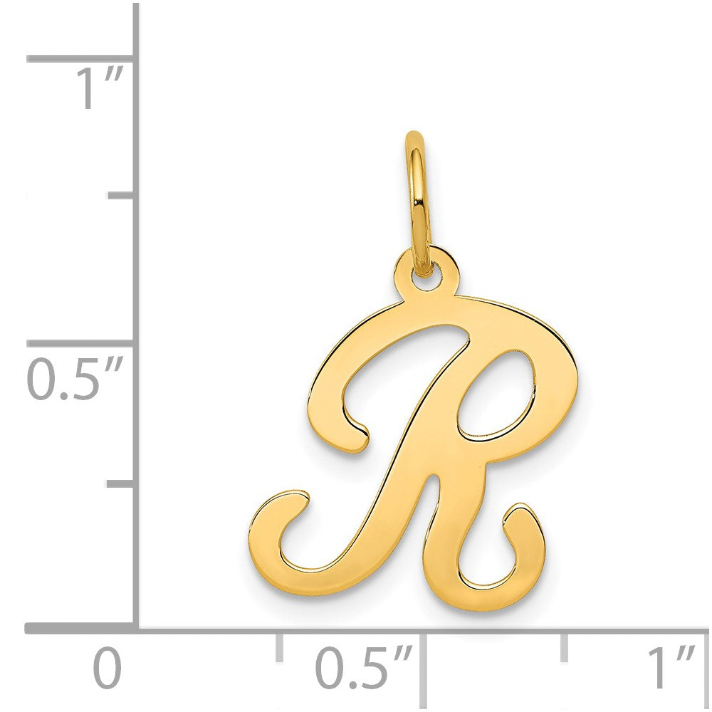 14k Yellow Gold 14KY Script Letter R Initial Charm