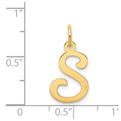 14k Yellow Gold 14KY Script Letter S Initial Charm