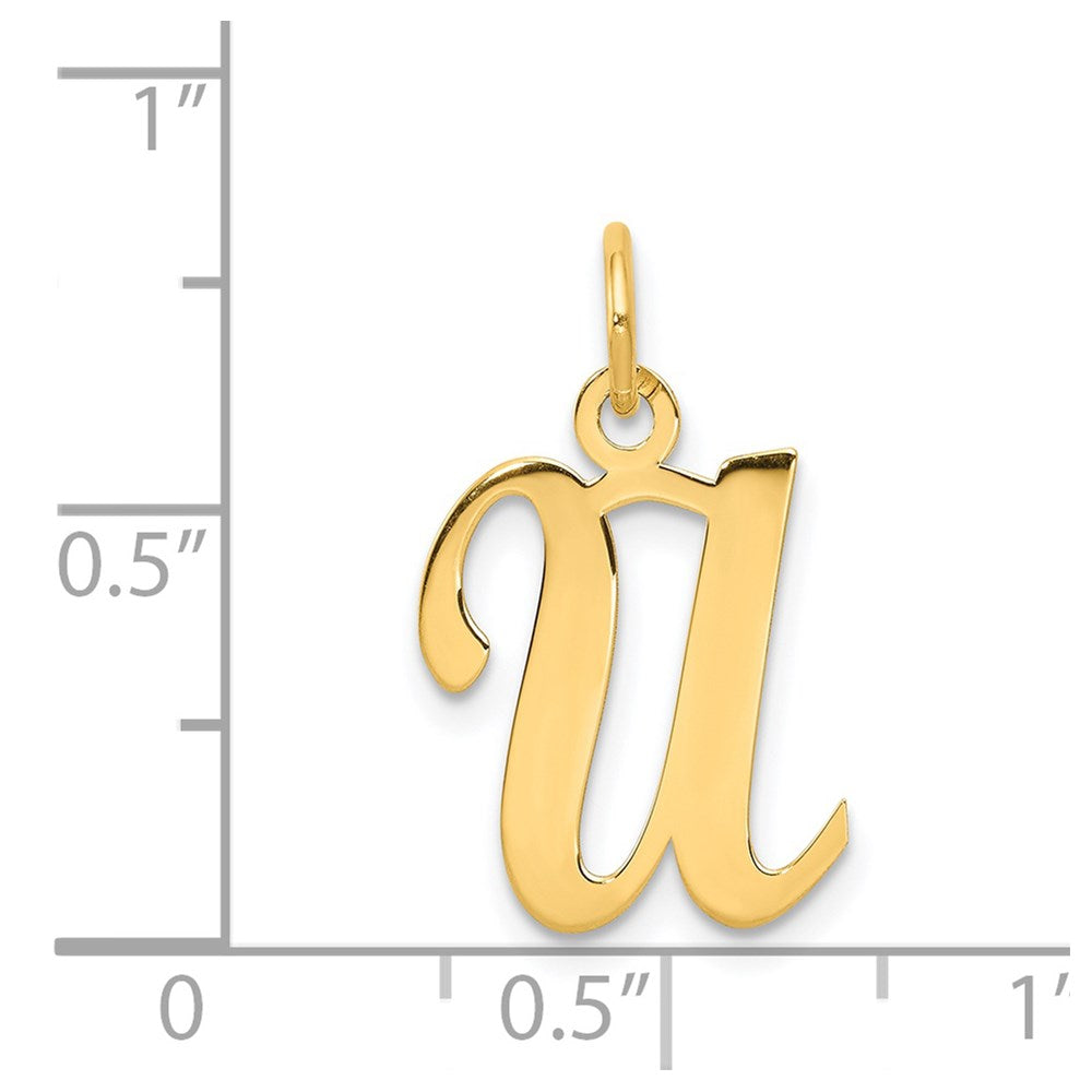 14k Yellow Gold 14KY Script Letter U Initial Charm