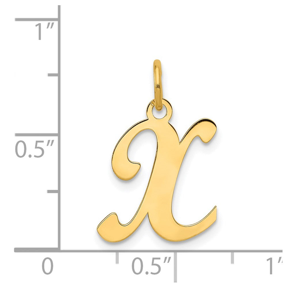 14k Yellow Gold 14KY Script Letter X Initial Charm