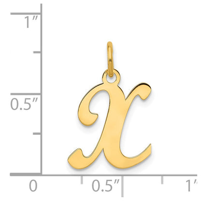 14k Yellow Gold 14KY Script Letter X Initial Charm