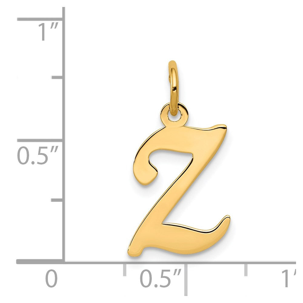 14k Yellow Gold 14KY Script Letter Z Initial Charm