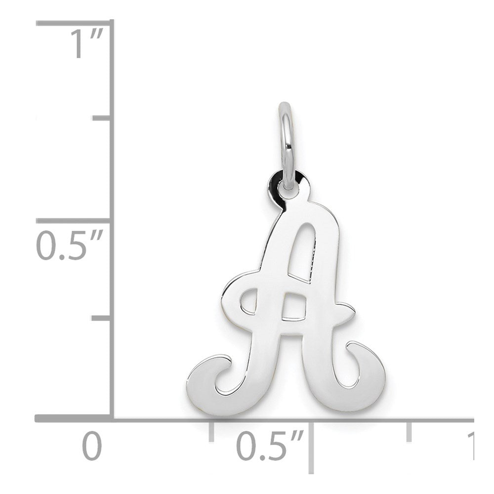 14k White Gold 14KW White Gold Script Letter A Initial Charm