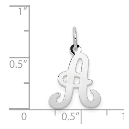 14k White Gold 14KW White Gold Script Letter A Initial Charm