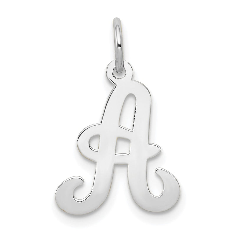 14k White Gold 14KW White Gold Script Letter A Initial Charm