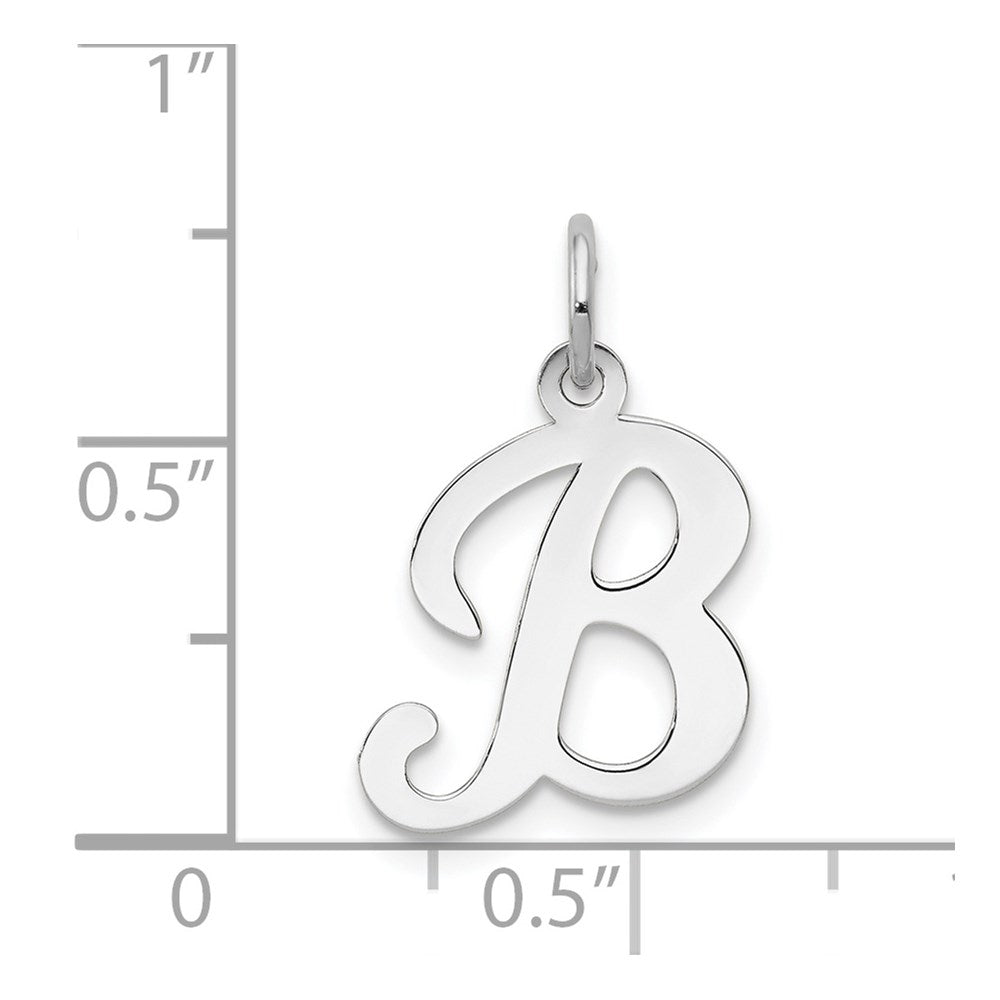 14k White Gold 14KW White Gold Script Letter B Initial Charm
