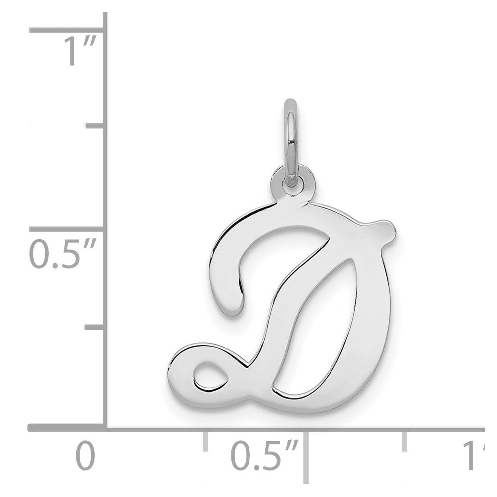 14k White Gold 14KW White Gold Script Letter D Initial Charm