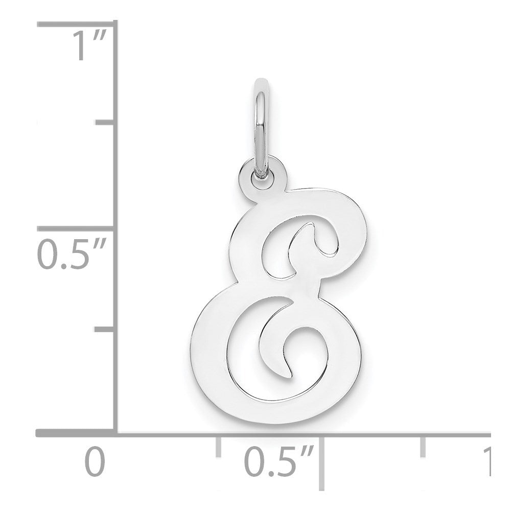 14k White Gold 14KW White Gold Script Letter E Initial Charm