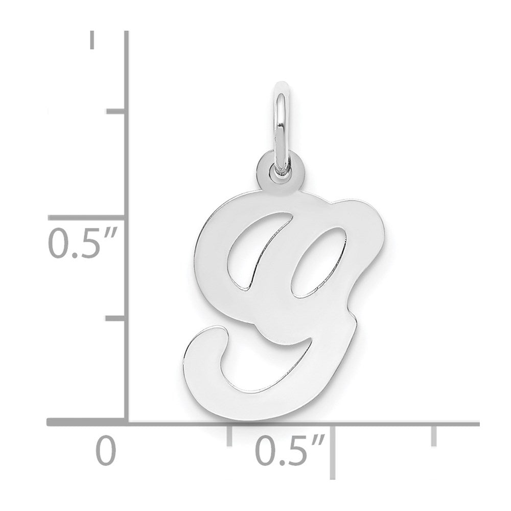14k White Gold 14KW White Gold Script Letter G Initial Charm