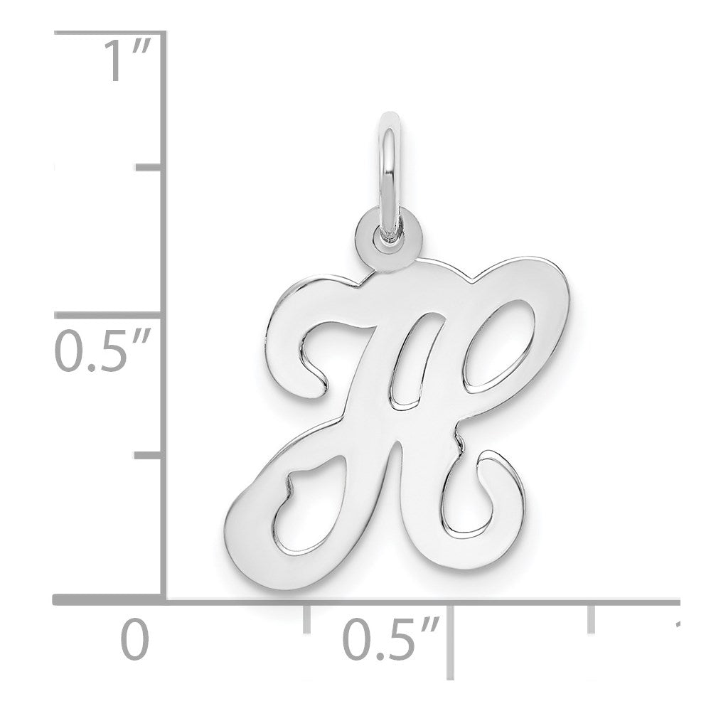 14k White Gold 14KW White Gold Script Letter H Initial Charm