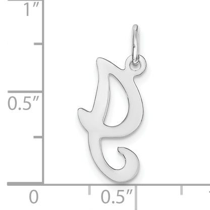 14k White Gold 14KW White Gold Script Letter I Initial Charm