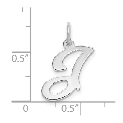 14k White Gold 14KW White Gold Script Letter J Initial Charm