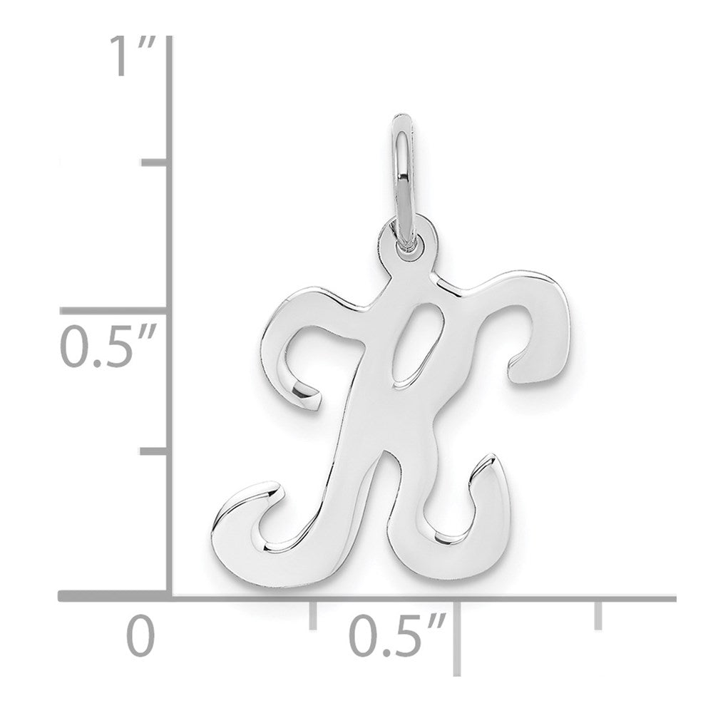 14k White Gold 14KW White Gold Script Letter K Initial Charm