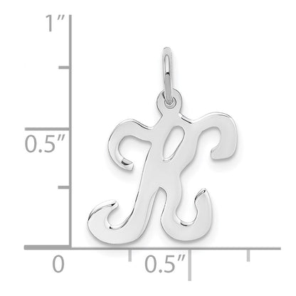 14k White Gold 14KW White Gold Script Letter K Initial Charm