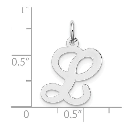 14k White Gold 14KW White Gold Script Letter L Initial Charm