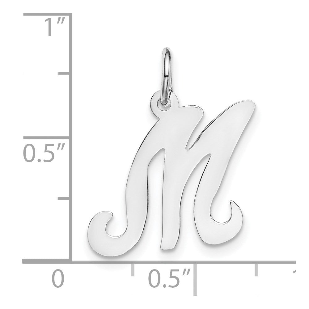 14k White Gold 14KW White Gold Script Letter M Initial Charm
