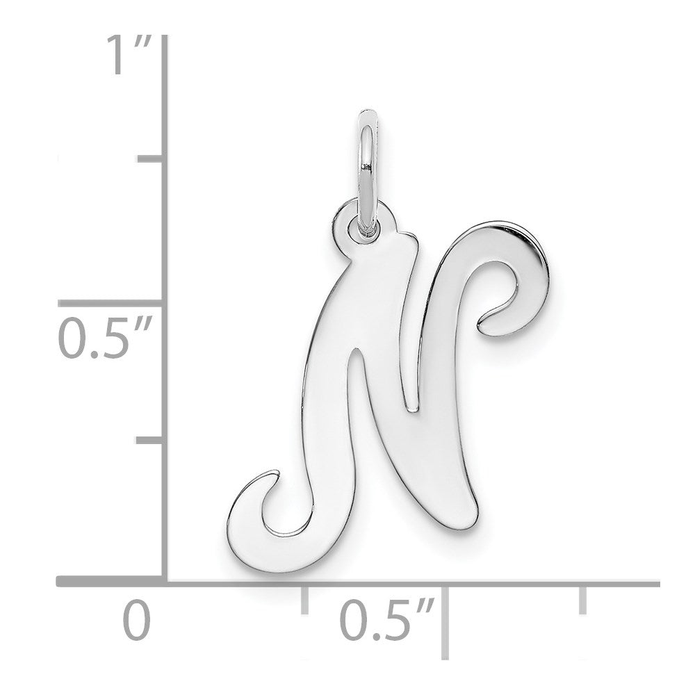 14k White Gold 14KW White Gold Script Letter N Initial Charm
