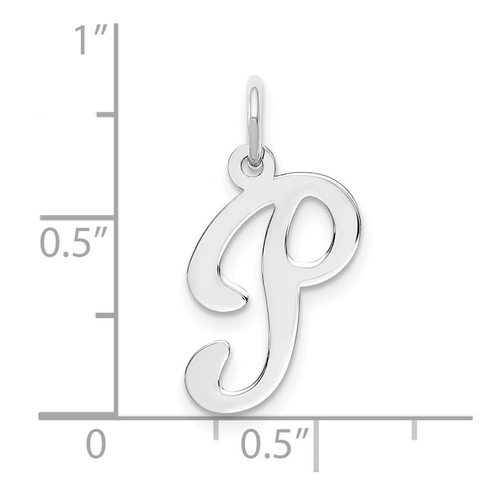 14k White Gold 14KW White Gold Script Letter P Initial Charm