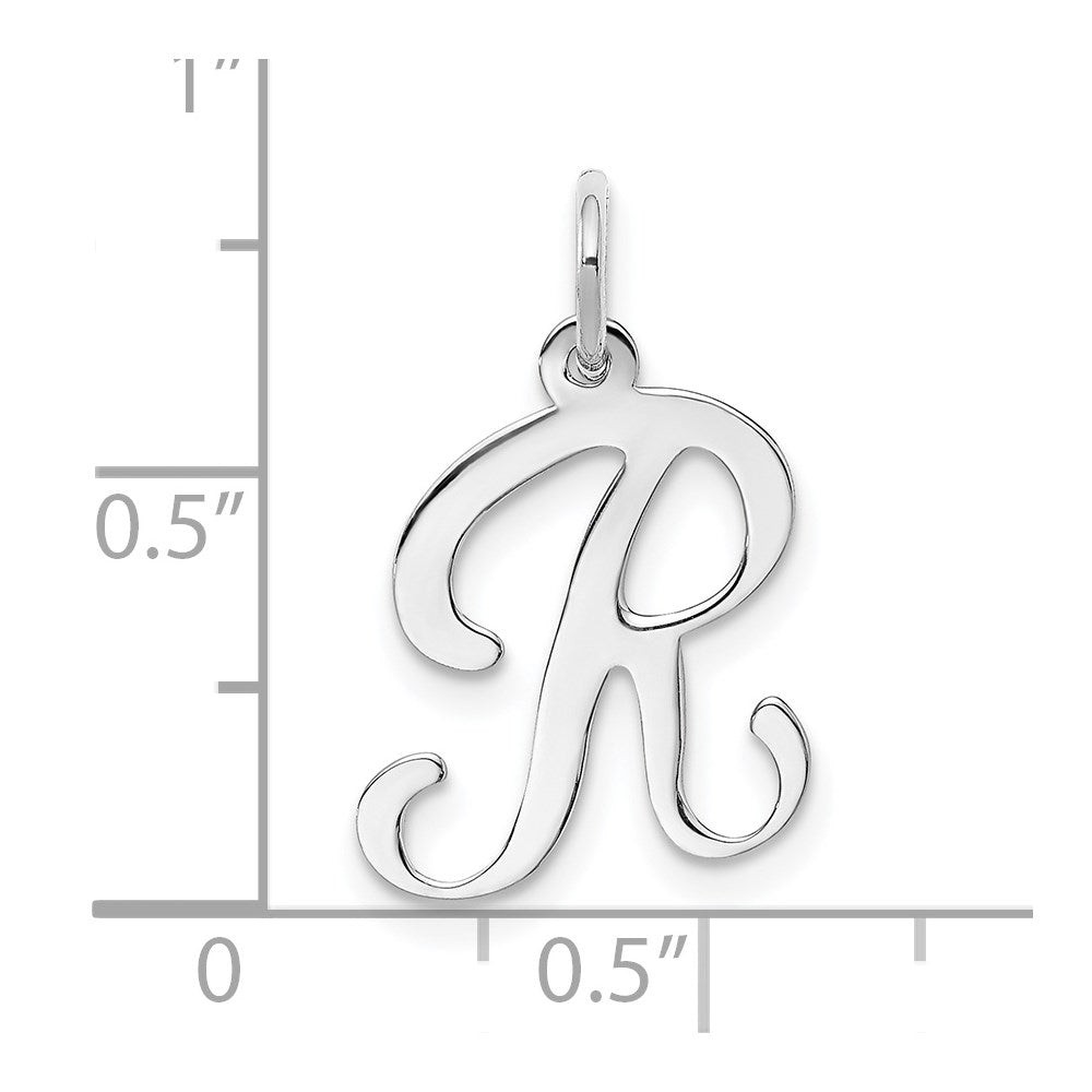 14k White Gold 14KW White Gold Script Letter R Initial Charm