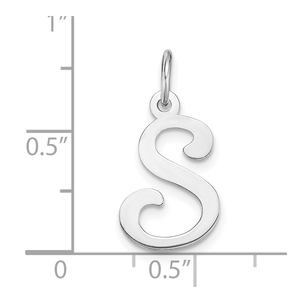 14k White Gold 14KW White Gold Script Letter S Initial Charm