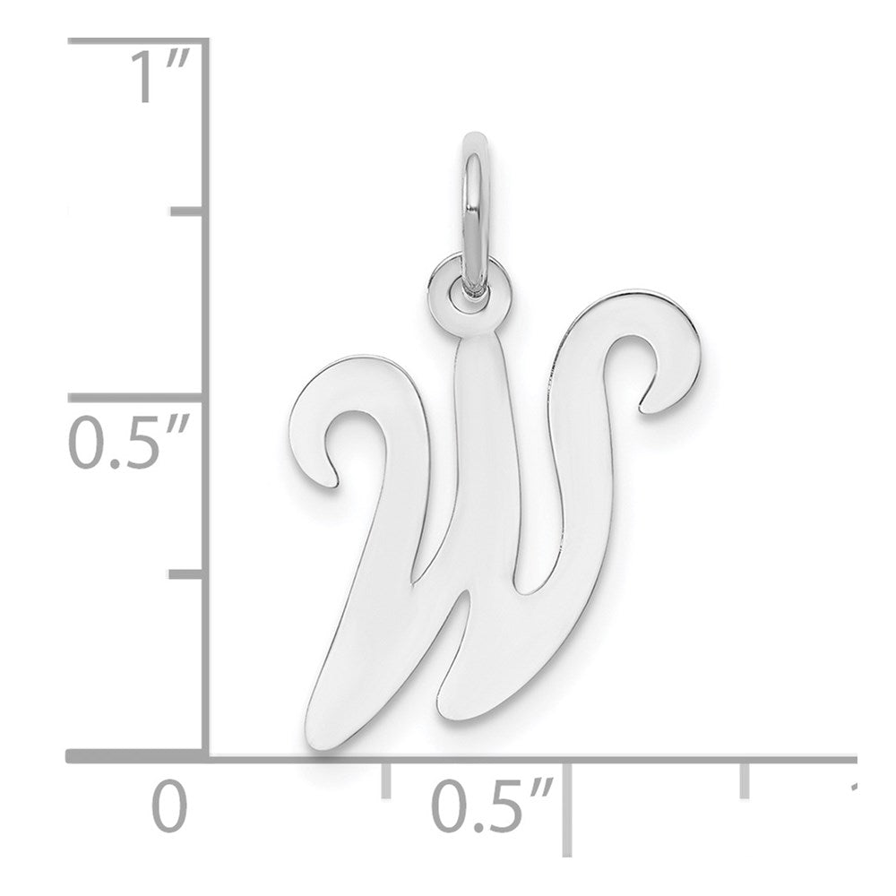 14k White Gold 14KW White Gold Script Letter W Initial Charm