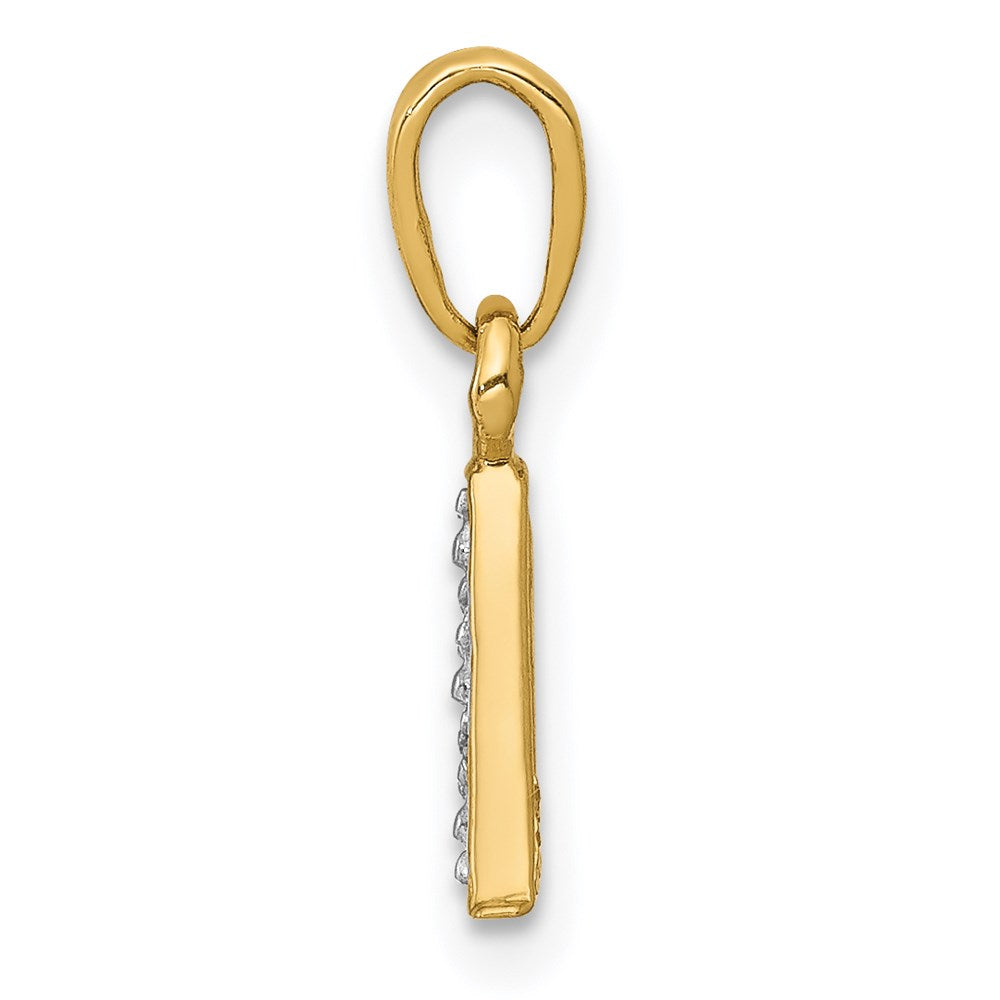 14k Yellow & Rhodium 14KY with Rhodium Diamond Letter A Initial Pendant