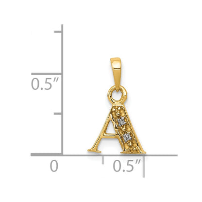 14k Yellow & Rhodium 14KY with Rhodium Diamond Letter A Initial Pendant