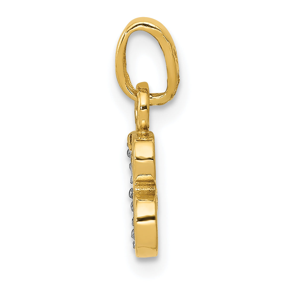 14K Yellow & Rhodium 14Ky With Diamond Letter B Initial Pendant