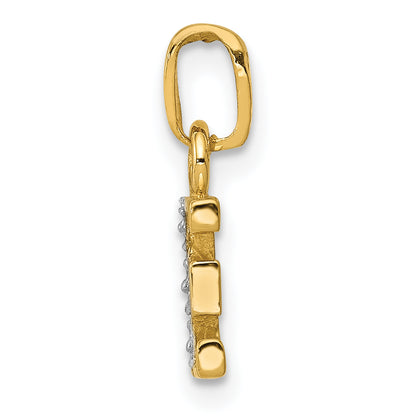 14K Yellow & Rhodium 14Ky With Diamond Letter E Initial Pendant