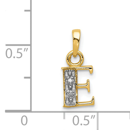 14K Yellow & Rhodium 14Ky With Diamond Letter E Initial Pendant
